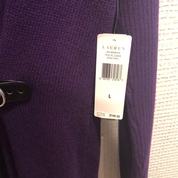 Ralph Lauren Purple Cardigan Buckle Sweater - Picture 6 of 12
